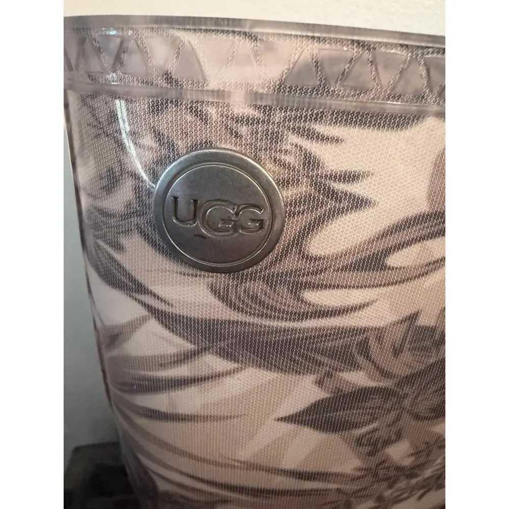 Ugg Women Boots Shaye Island Floral Rain Boot Tropical Asphalt Black Tan Size 9